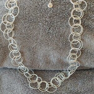 𝅺Sparkle Sliver Tone Necklace with Lots of Hoops